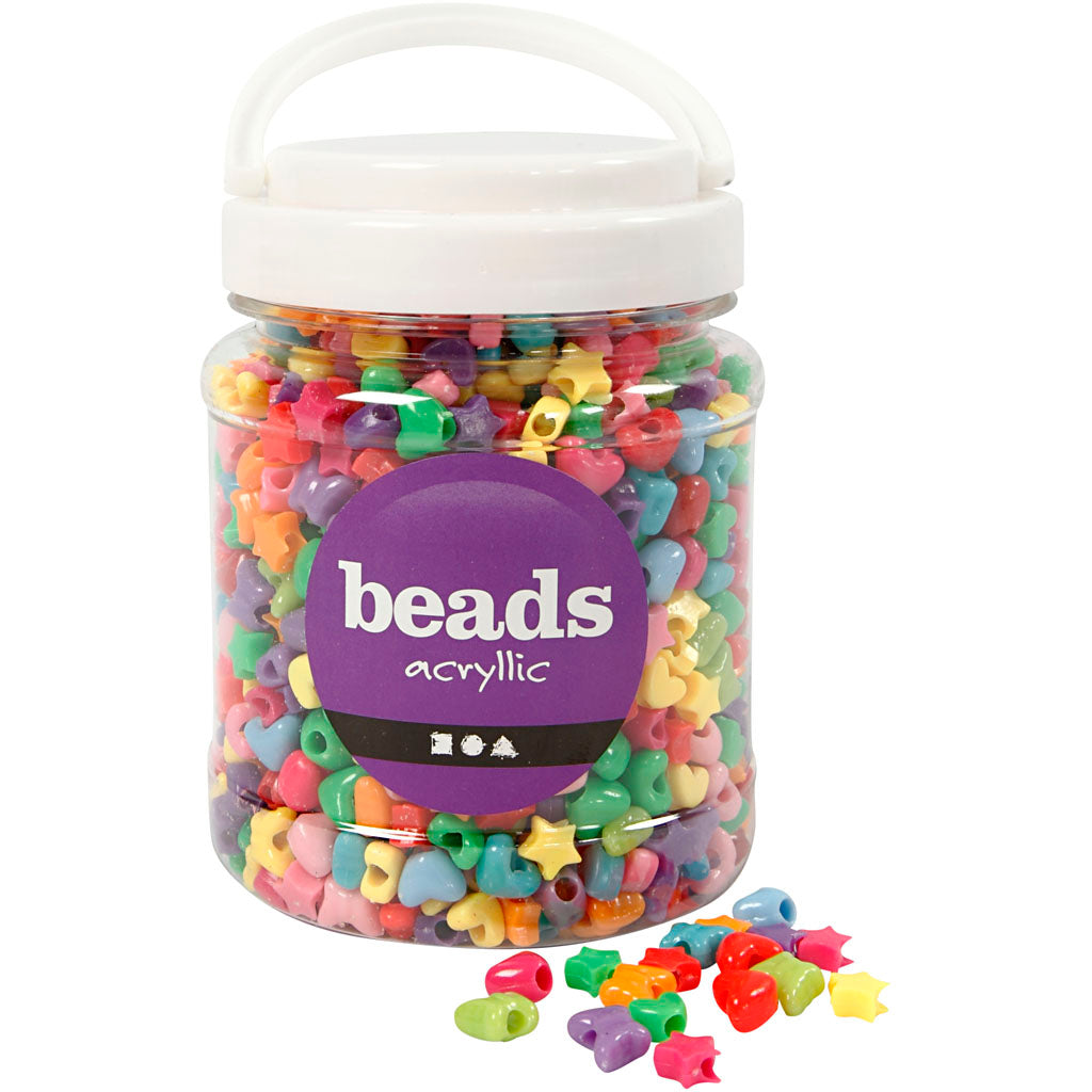 Creativ company figuur kralen, d 10 mm, gatgrootte 3,5 mm, ca. 1530 stuk, diverse kleuren, 400 gr, 700 ml 1 doosje