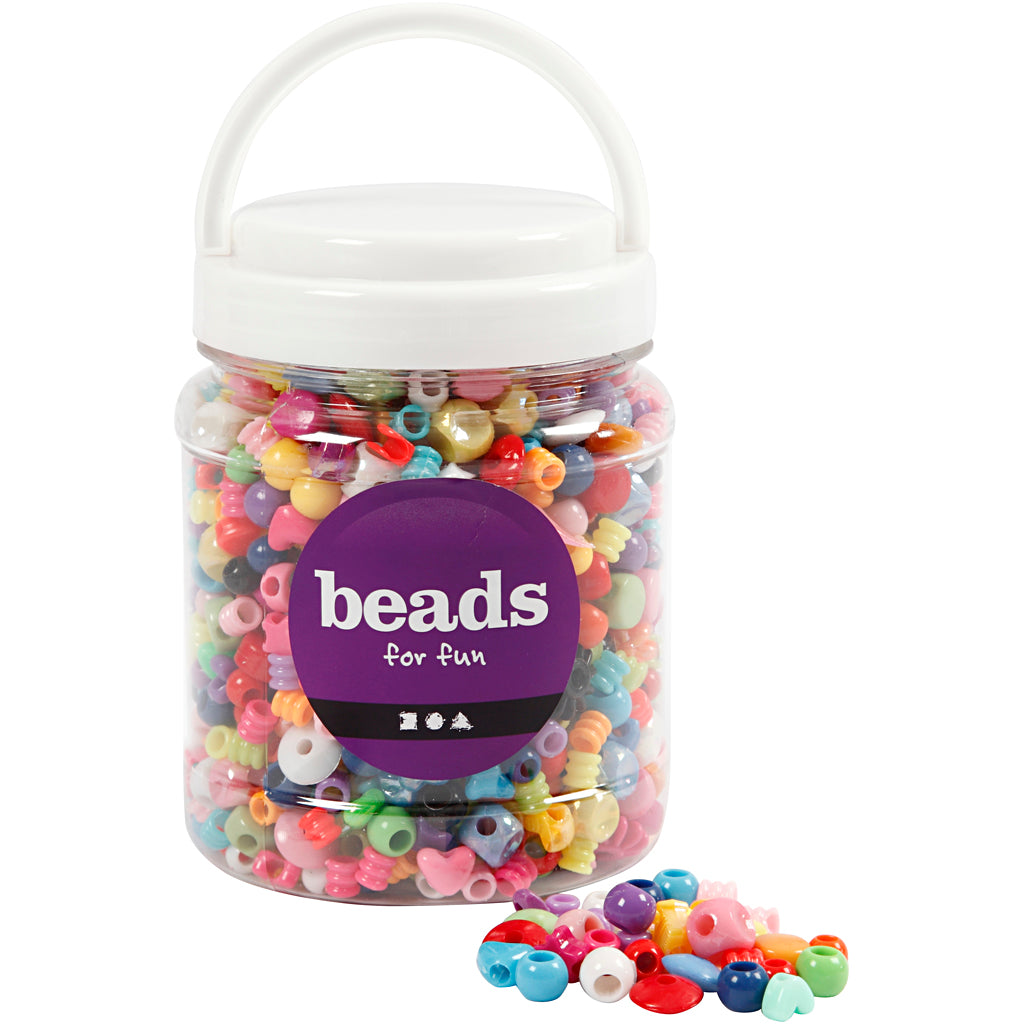 Creativ company plastic kralen, afm 6-20 mm, gatgrootte 1,5-6 mm, ca. 1175 stuk, 390 gr, 700 ml 1 doosje