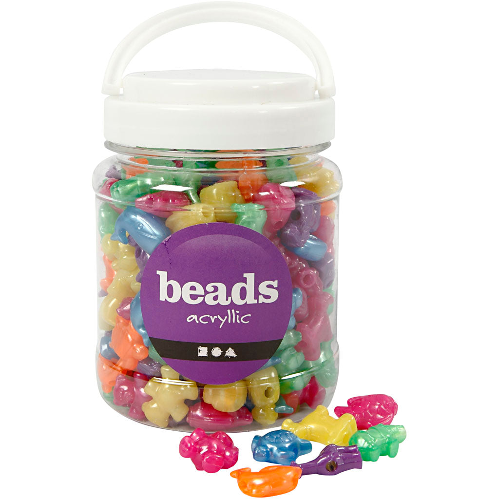Creativ company figuur kralen, afm 25 mm, gatgrootte 4 mm, ca. 220 stuk, parelmoer kleuren, 700 ml 1 doosje