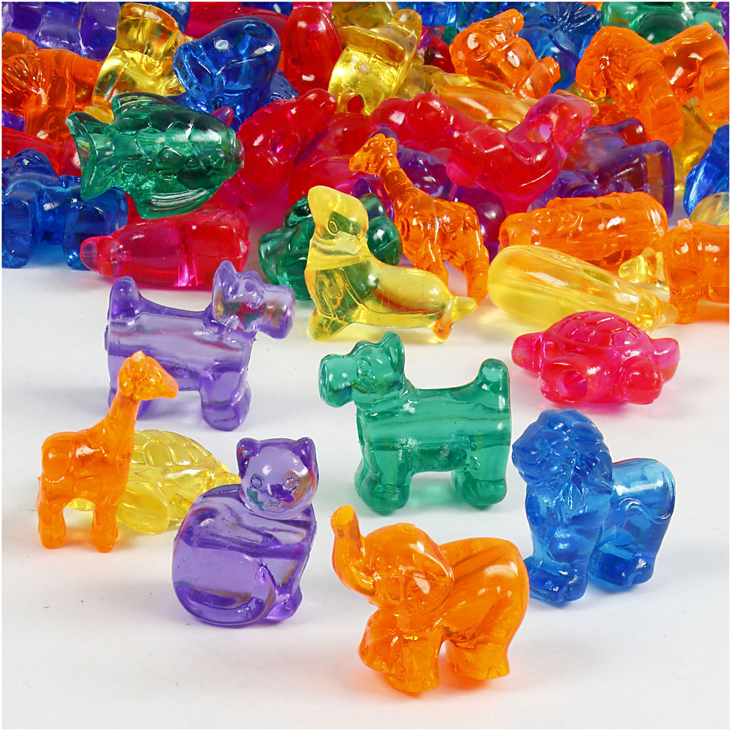 Creativ company figuurkralen, afm 25 mm, gatgrootte 4 mm, ca. 220 stuk, diverse kleuren, 700 ml 1 doosje