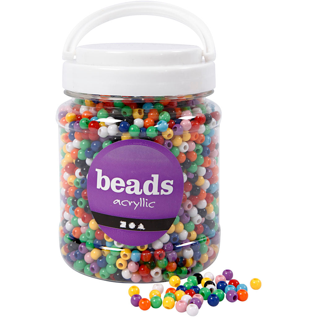 Creativ company pony kralen, d 6 mm, gatgrootte 3 mm, ca. 3830 stuk, diverse kleuren, 425 gr, 700 ml 1 doosje