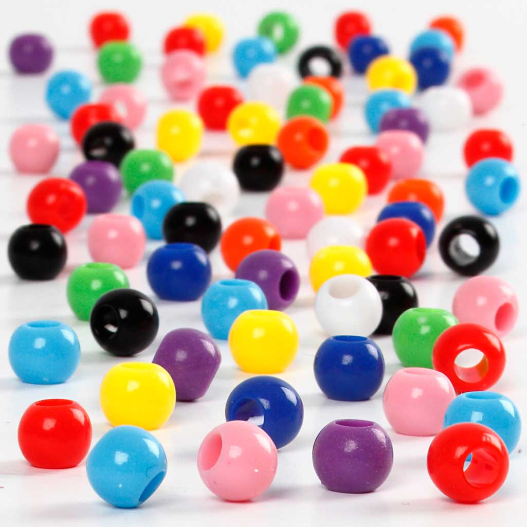 Creativ company pony kralen, d 6 mm, gatgrootte 3 mm, ca. 600 stuk, 75 gr, 125 ml 1 doos