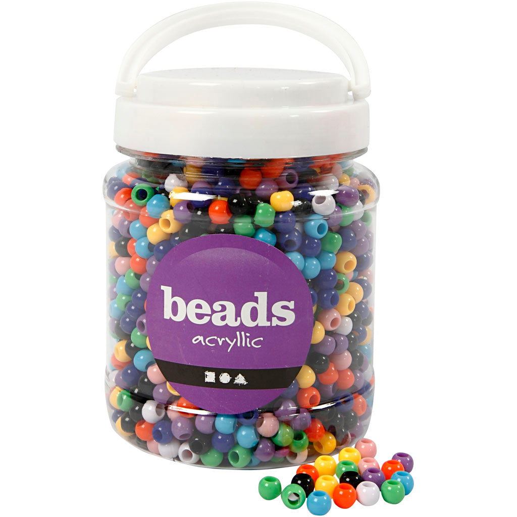 Creativ company pony kralen, d 8 mm, gatgrootte 4 mm, ca. 2280 stuk, diverse kleuren, 415 gr, 700 ml 1 doosje