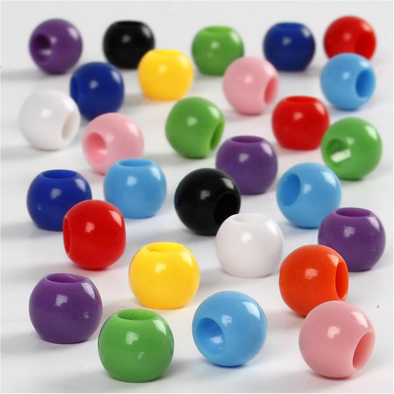 Creativ company pony kralen, d 8 mm, gatgrootte 4 mm, ca. 370 stuk, 70 gr, 125 ml 1 doos