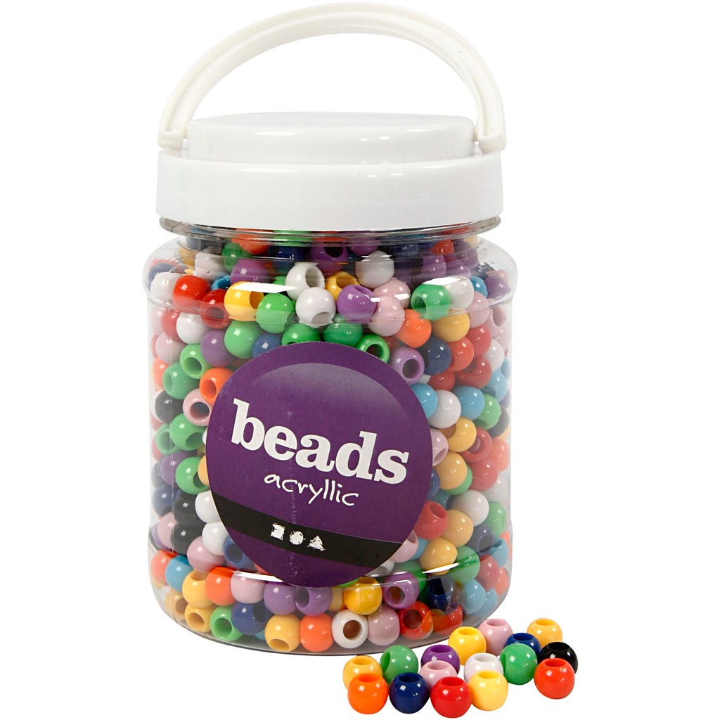 Creativ company pony kralen, d 10 mm, gatgrootte 4,5 mm, ca. 1135 stuk, diverse kleuren, 430 gr, 700 ml 1 doosje