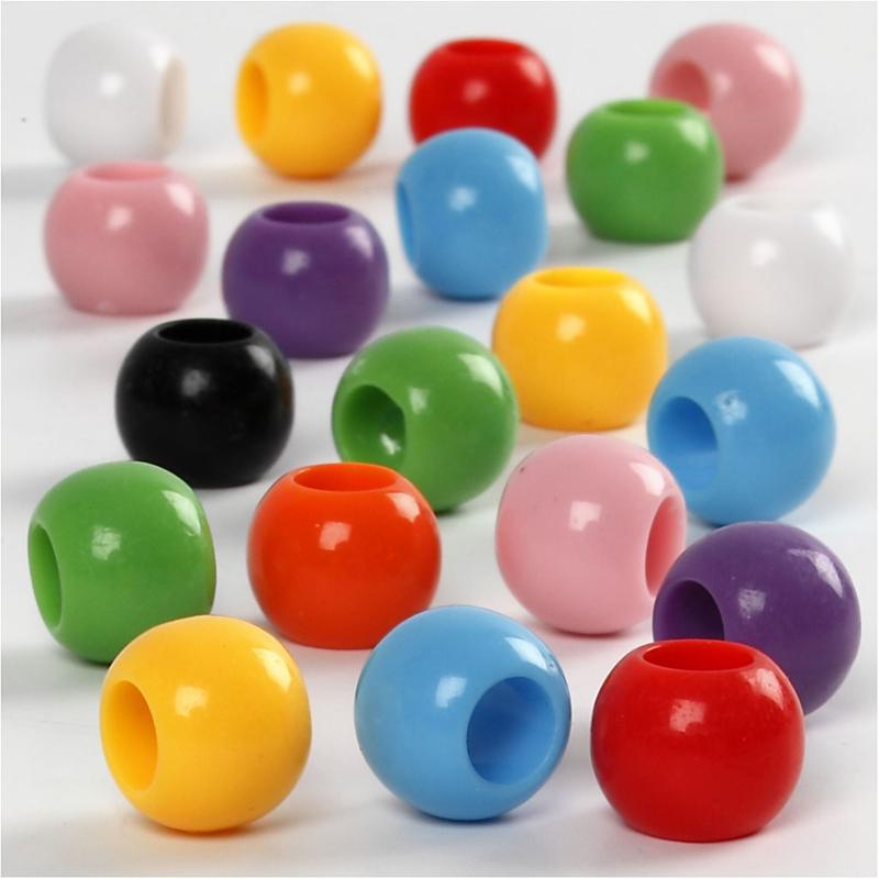 Creativ company pony kralen, d 10 mm, gatgrootte 4,5 mm, ca. 186 stuk, 65 gr, 110 ml 1 doos