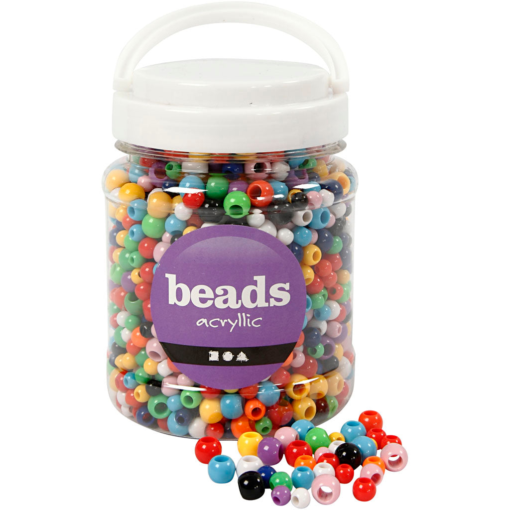 Creativ company pony kralen, d 6-10 mm, gatgrootte 3-5 mm, ca. 1720 stuk, diverse kleuren, 430 gr, 700 ml 1 doosje