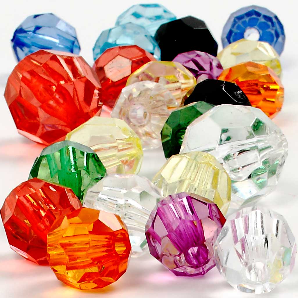 Creativ company facetkralen, afm 10-12-16 mm, gatgrootte 1-2,5 mm, diverse kleuren, 75 gr, 100 stuk 1 doos