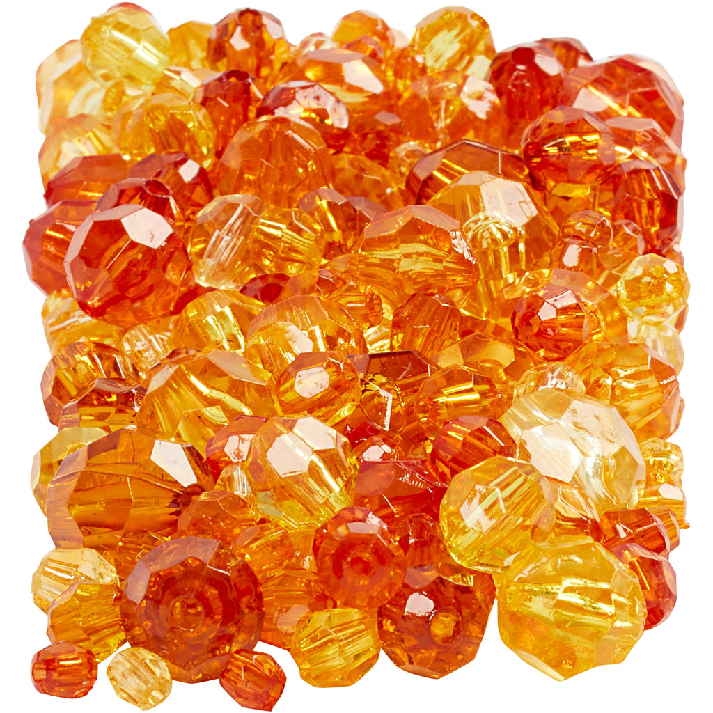Creativ company facet kralen, afm 4-12 mm, gatgrootte 1-2,5 mm, ca. 860 stuk, geel (32227), 250 gr 1 doos
