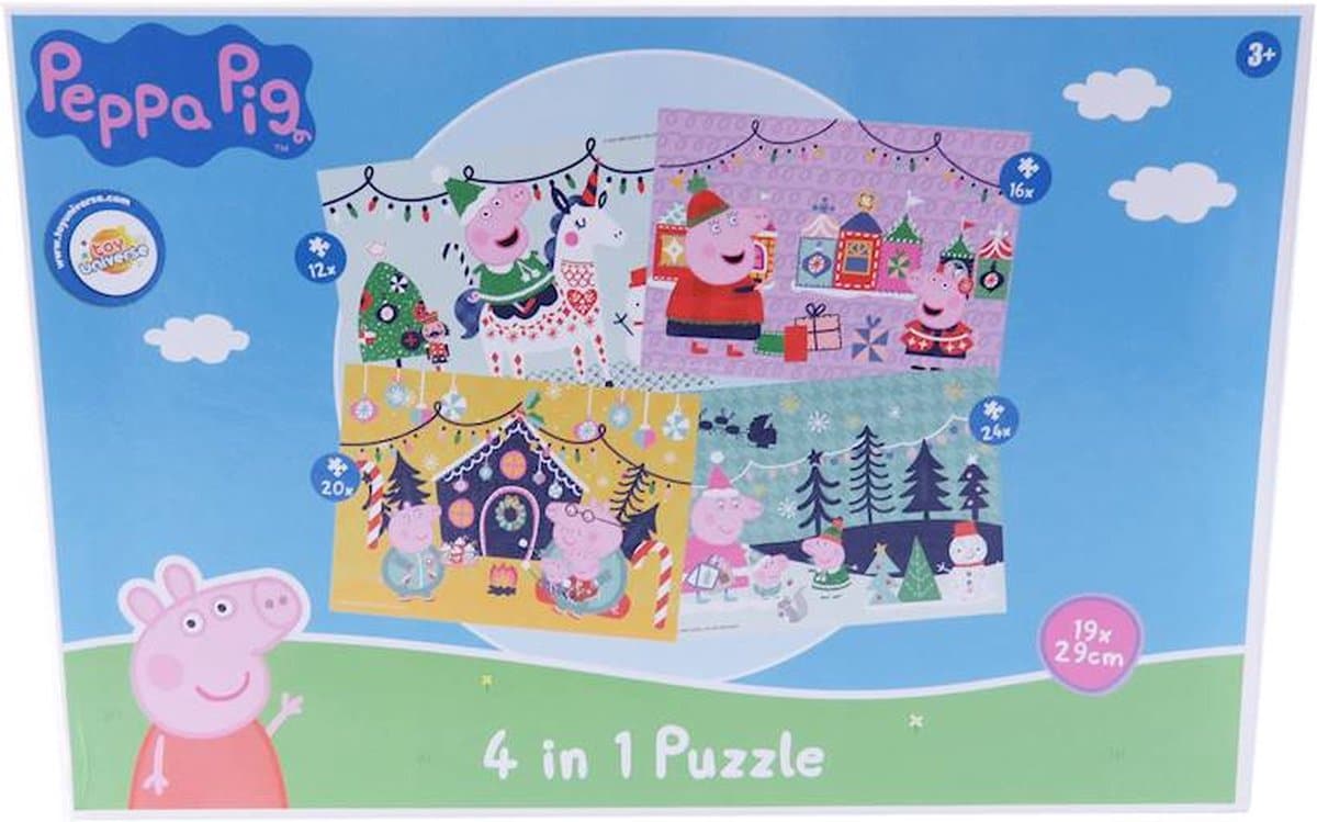 Kinderpuzzels - peppa pig kerst- puzzel - 4 in 1 puzzle