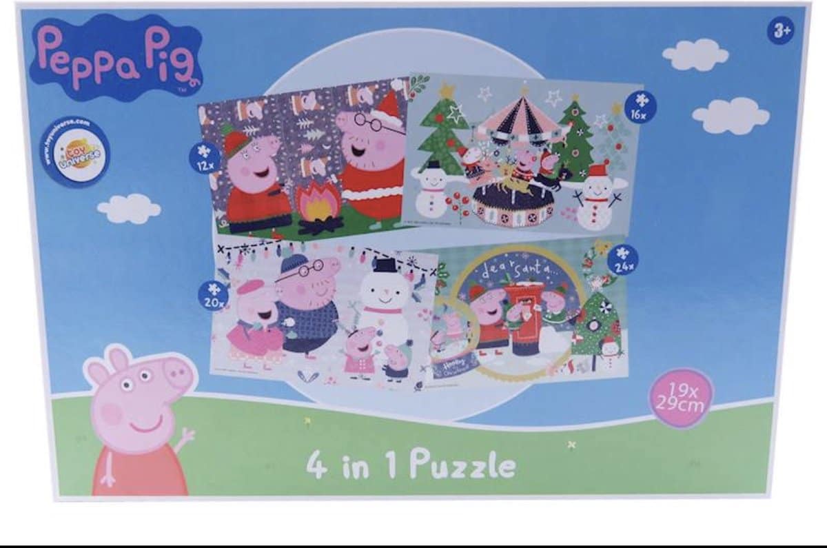 Peppa pig kerst puzzels - 4in1 - 12+16+20+24 stukjes