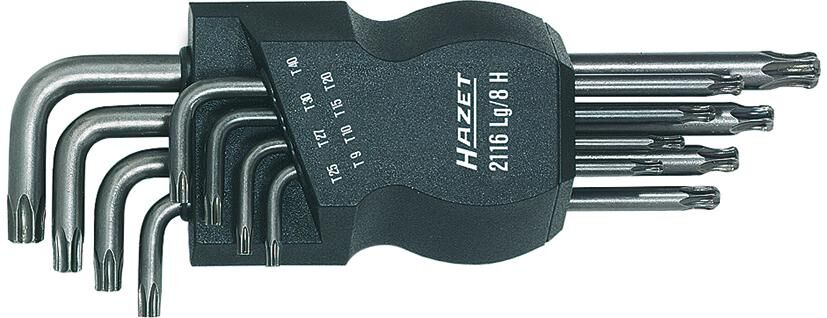 HAZET offset screwdriver setinside star, 8-pieces, plastic hinged holder, consisting of: T9, T10, T15, T20, T25, T27, T30, T40