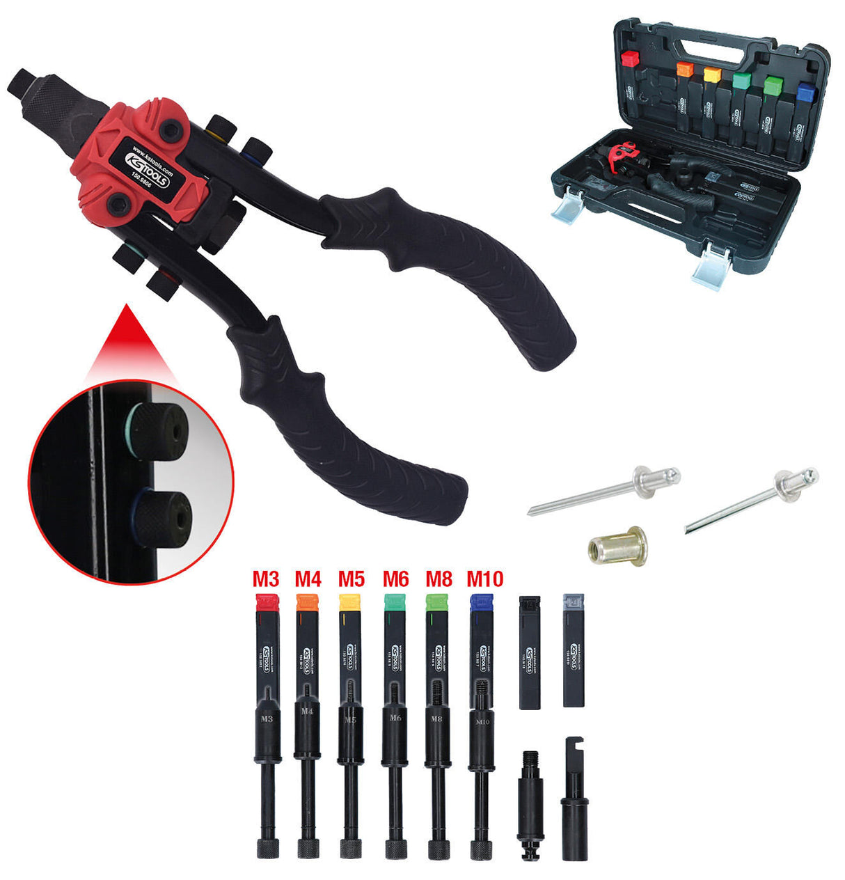 Ks tools ks-tools tangen set 3 in 1 3 in 1 hand riveters set anz. parts 15