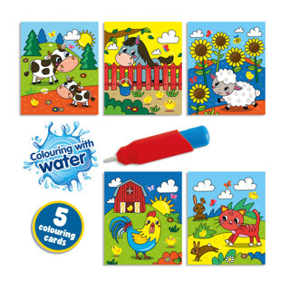 Ses kleuren met water kleurboek met waterstift boerderij