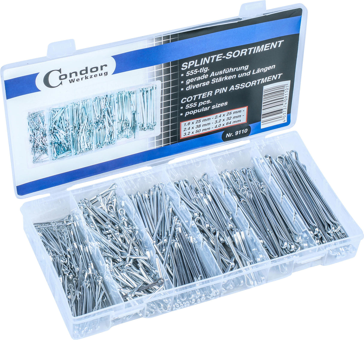 Condor assortiment splitpennen 9110 assortiment spalken 555-tlg.