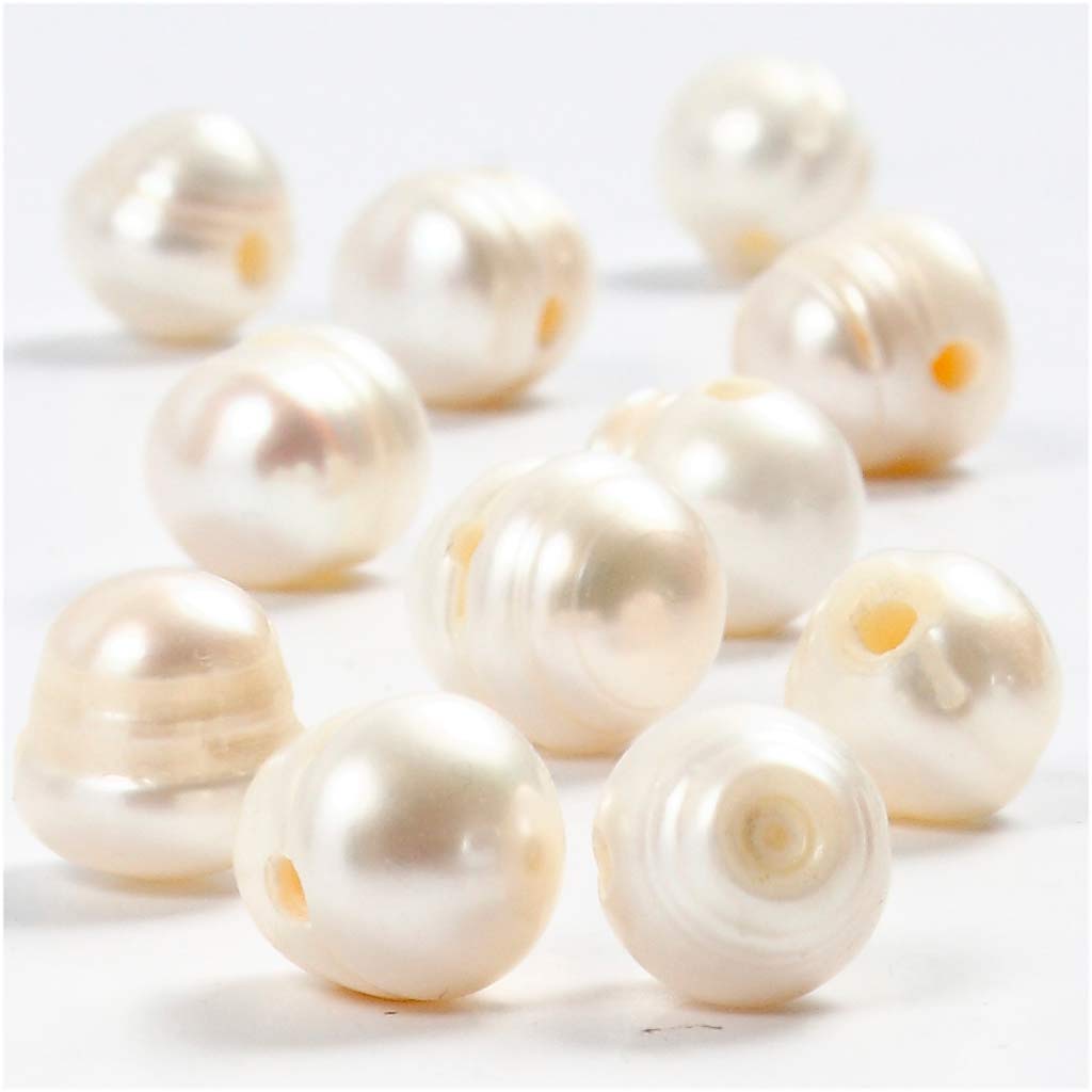 Creativ company zoetwaterparels, afm 9-11 mm, gatgrootte 2 mm, parelmoer, 10 stuk 1 doos