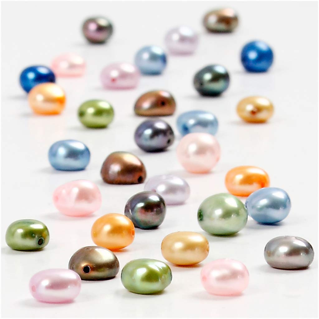 Creativ company zoetwaterparels, afm 5-6 mm, gatgrootte 0,5 mm, ca. 70 stuk, 40 cm 1 doos
