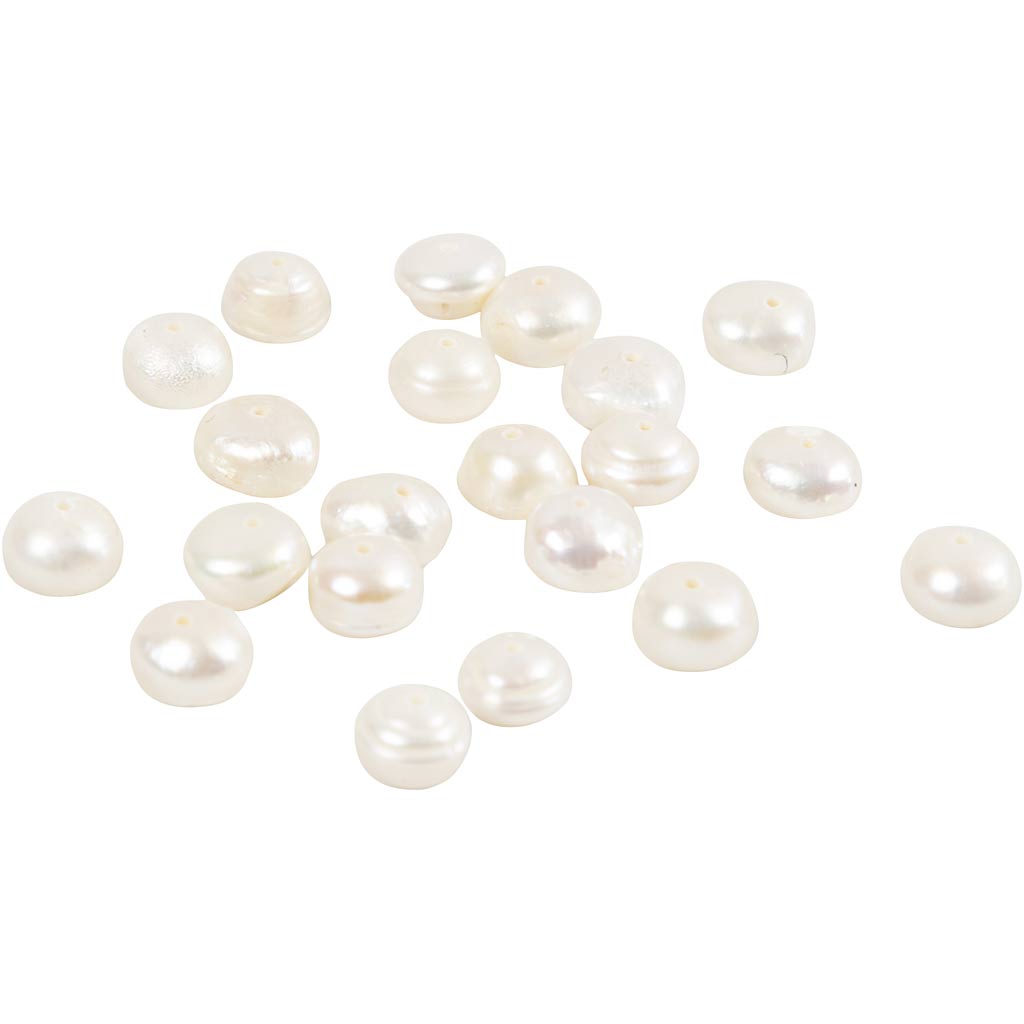Creativ company zoetwaterparels, afm 4-6 mm, gatgrootte 1 mm, ca. 57 stuk, parelmoer, 40 cm 1 doos