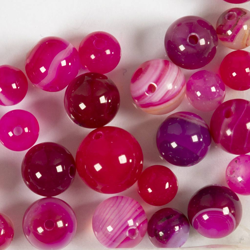 Creativ company kralen van agaat, d 6+8+10 mm, gatgrootte 0,9-1 mm, ca. 28 stuk, roze, 28 stuk 1 doos