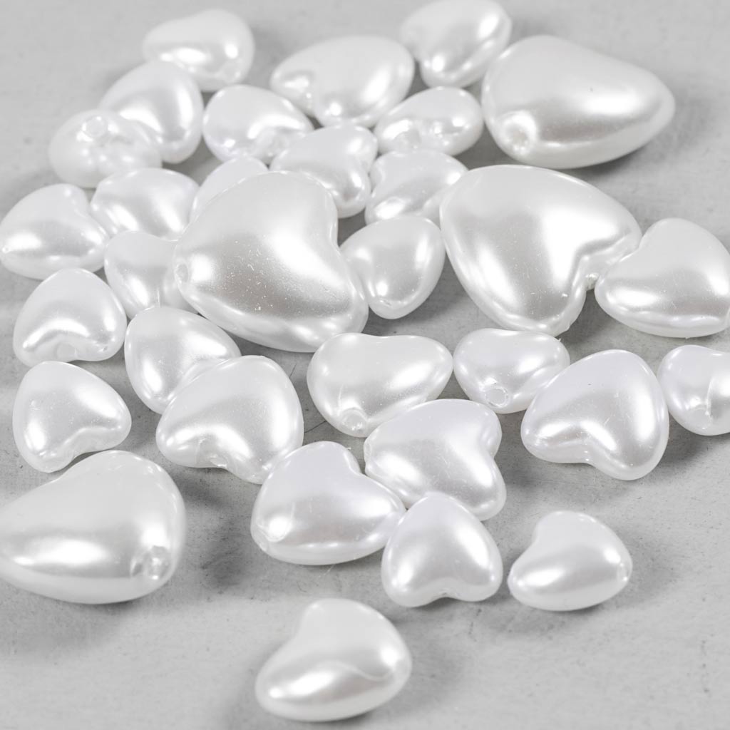 Creativ company waskralen, hartjes, d 7-13 mm, gatgrootte 1,3-1,5 mm, ca. 27 stuk, parelmoer, 32 stuk 1 doos