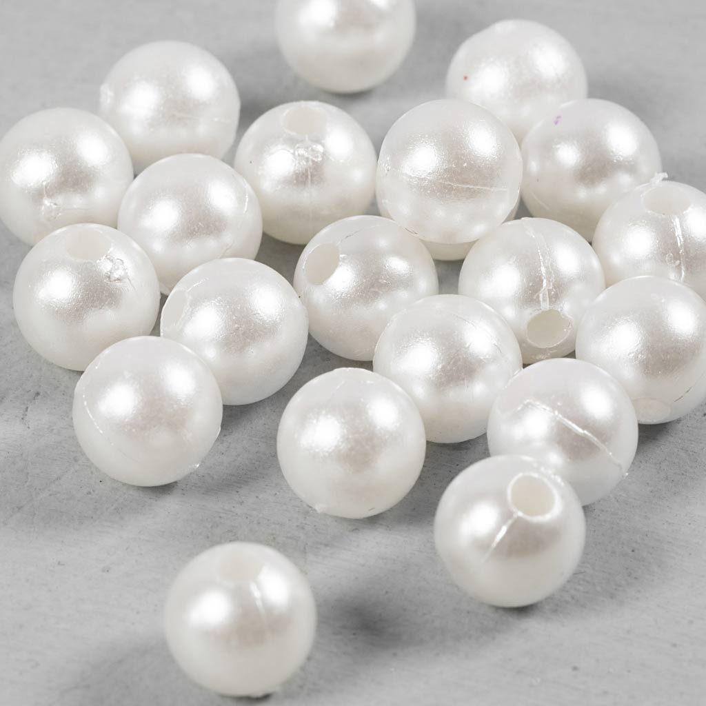 Creativ company waskralen, d 8 mm, gatgrootte 2,3 mm, parelmoer, 22 stuk 1 doos