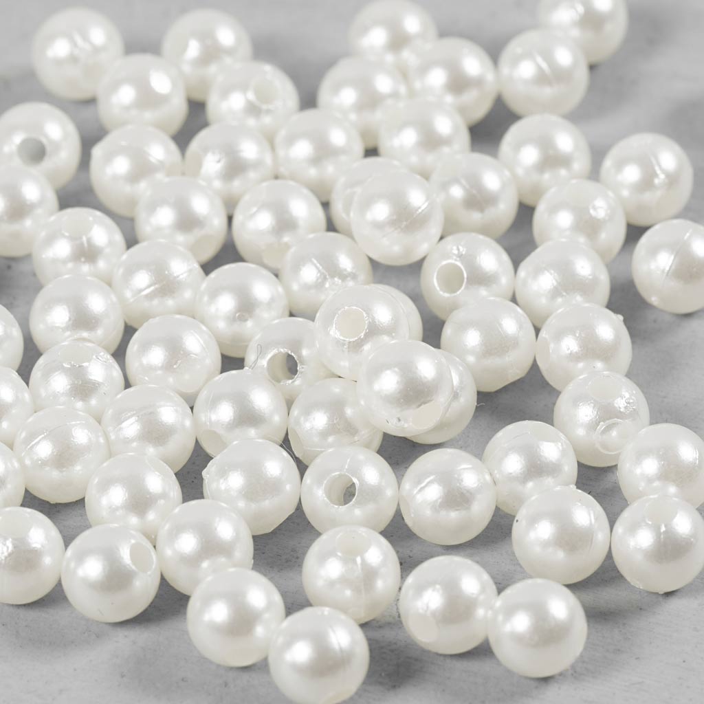 Creativ company waskralen, d 6 mm, gatgrootte 1,9 mm, parelmoer, 65 stuk 1 doos