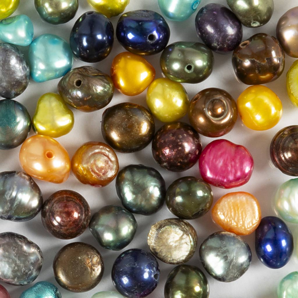 Creativ company zoetwaterparels, d 5-6 mm, gatgrootte 0,5 mm, parelmoer kleuren, 60 stuk 1 doos