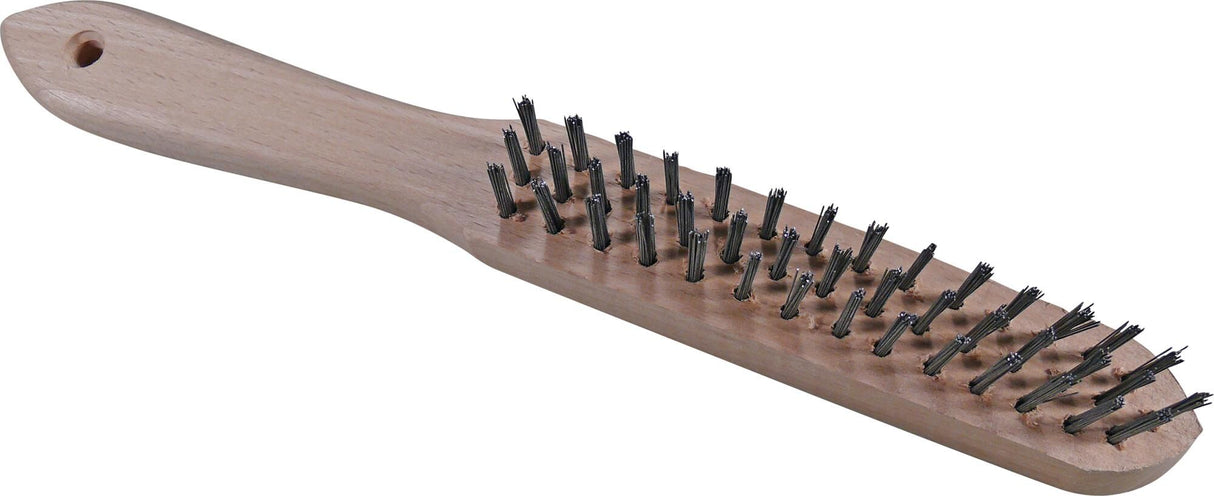 Condor draadborstel staalborstel 3-rijige gebogen houten paal