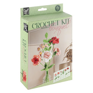 Creative craft group haakset bloemen boeket roze 21x16x5cm