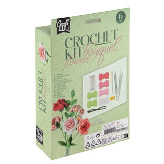 Creative craft group haakset bloemen boeket roze 21x16x5cm