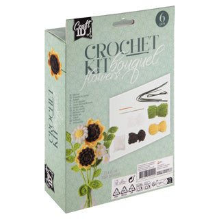 Creative craft group haakset bloemen boeket geel 16x5,5x21cm