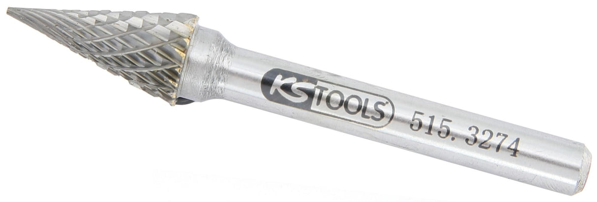 KS-TOOLS Roraty Burrhard metal (HM), blank surface, Ø 10mmTo filleted, edges break, plasters, welded seams and area preparation. Usably in high alloyed, steel rustproof, acid and heat resistant, cast and plastics.