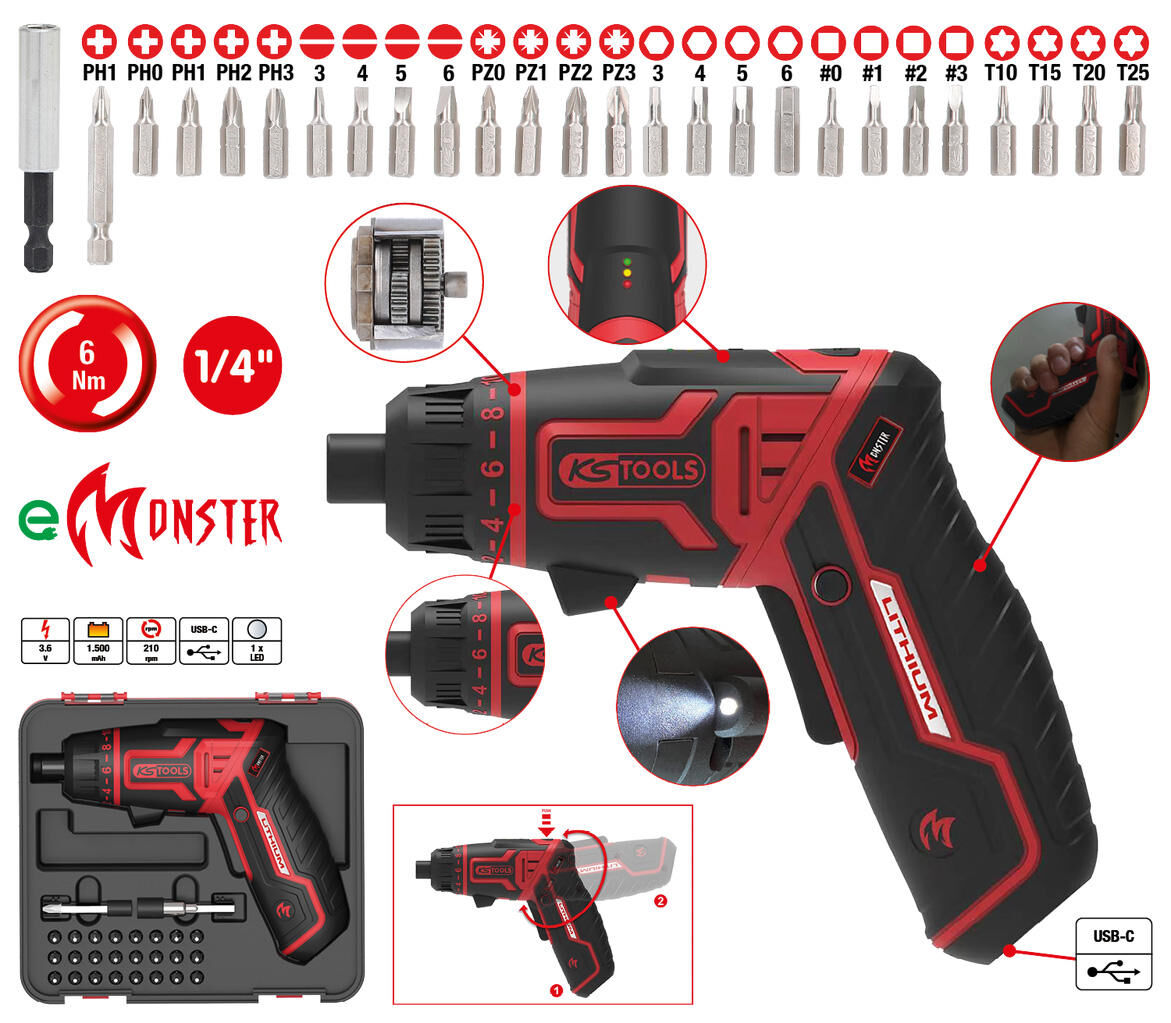 Ks tools ks-tools accu schroevendraaier monster cordless bit drill set 27-tlg.
