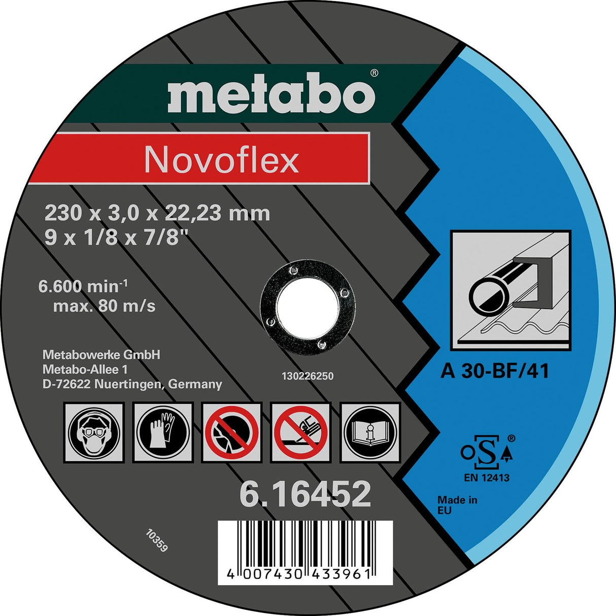 Metabo doorslijpschijf novoflex cutting discs 180x3.0x22.