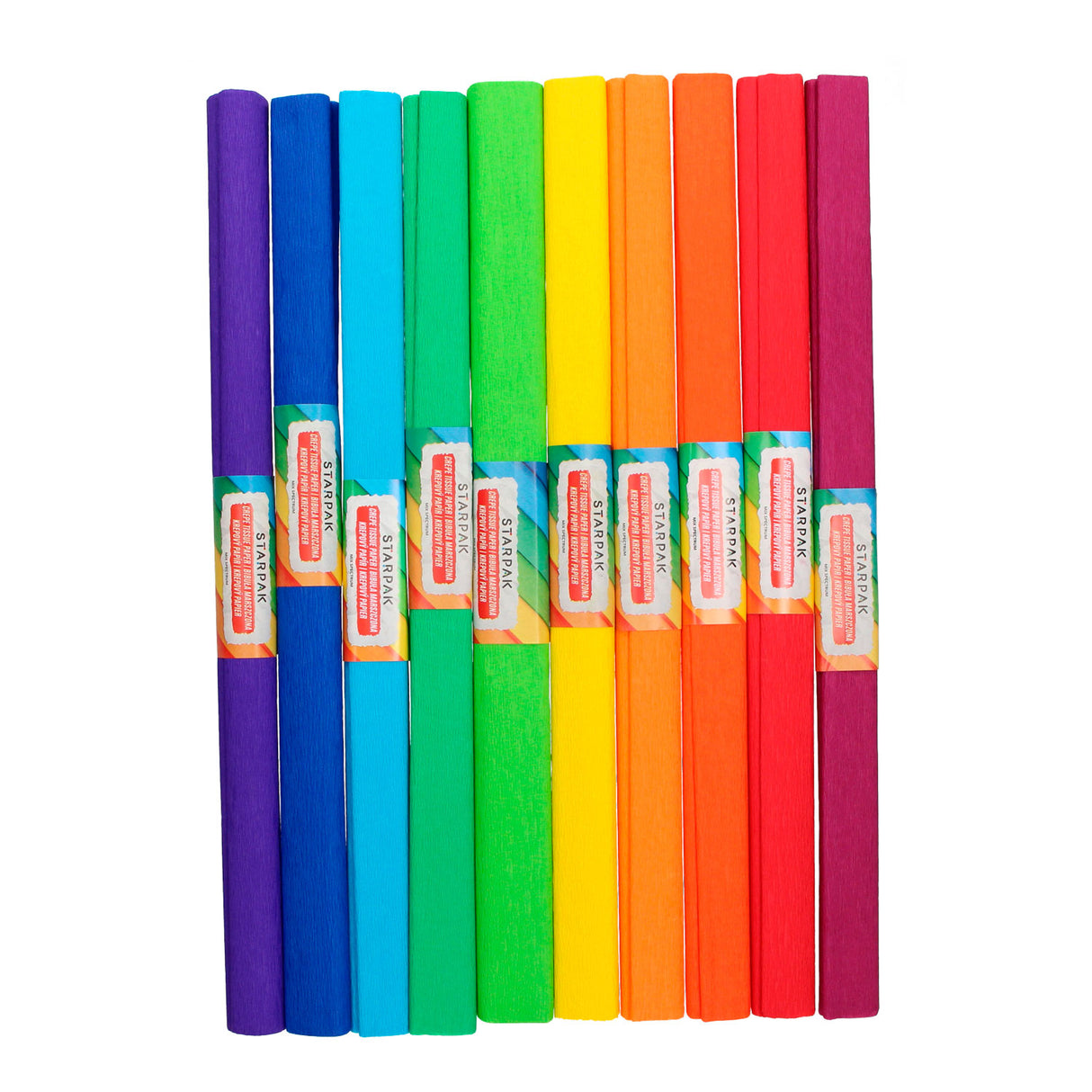 Crêpepapier regenboog, set van 10 kleuren