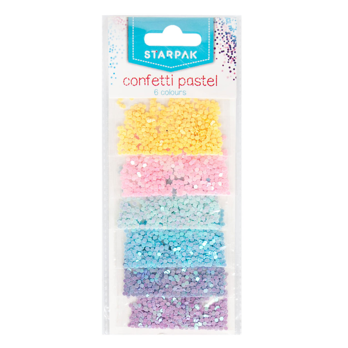 Glitter confetti pastel 2g, 6 kleuren