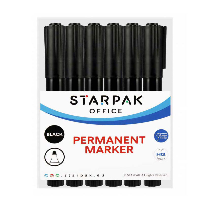 Permanent stift rond zwart, 12st.
