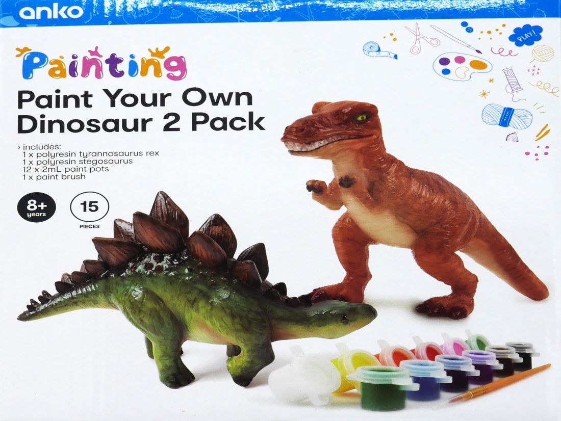 2 dinosaurussen om te schilderen tyrannosaurus rex en stegosaurus