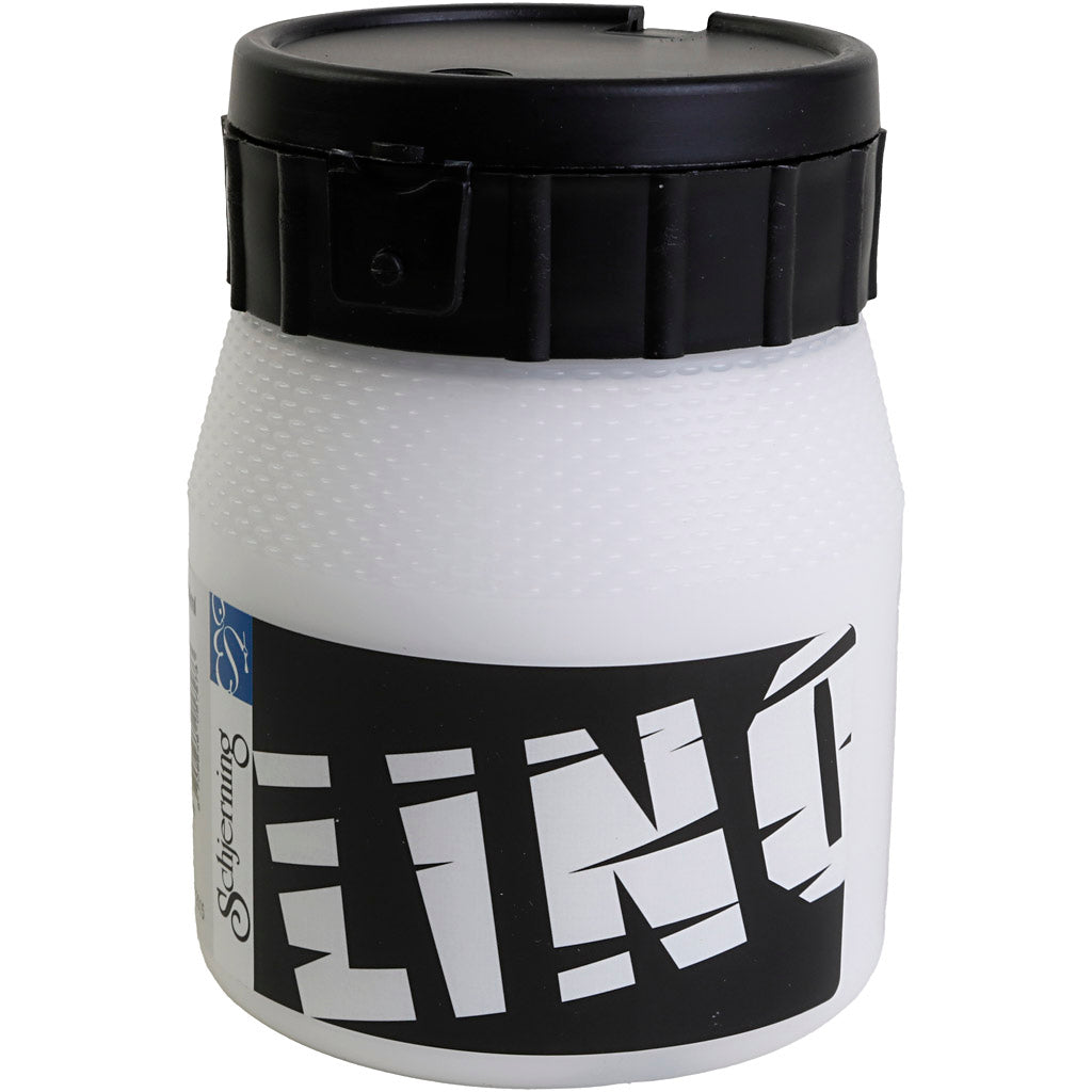 Creativ company linoleum verf, wit, 250 ml 1 doosje