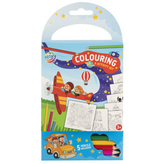 Creative craft group kleur- en activiteiten set blauw met 5 kleurpotloden