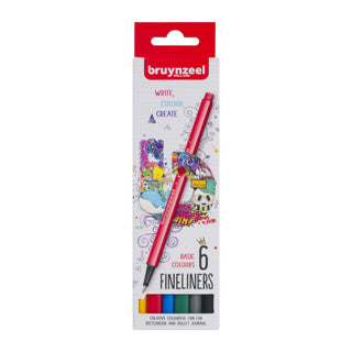 Bruynzeel fineliner set basis 6 kleuren