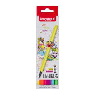 Bruynzeel fineliner set neon 6 kleuren