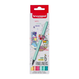 Bruynzeel fineliner set 6 kleuren licht