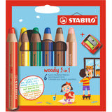 STABILO Woody 3in1 Kleurpotloden - 6 kleuren
