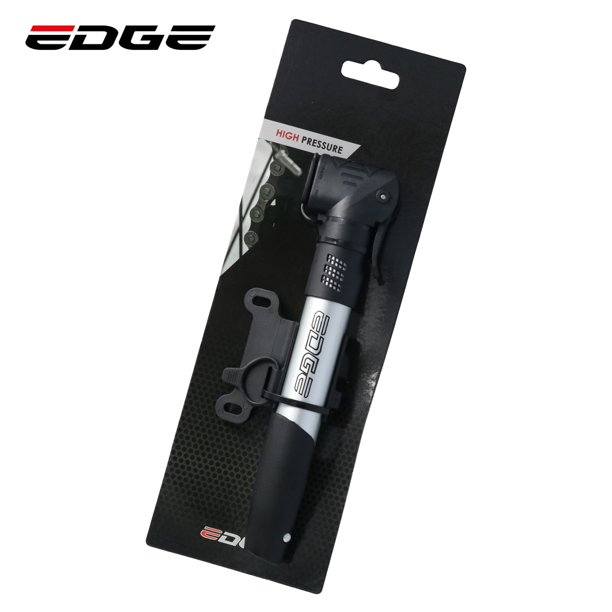 Edge tyfoon mini fietspomp 8 bar 116 psi zwart grijs