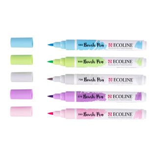 Bruynzeel brush pen set ecoline pastel 5 stuks