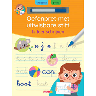 Oefenpret met uitwisbare stift ik leer schrijven 6-7 jaar