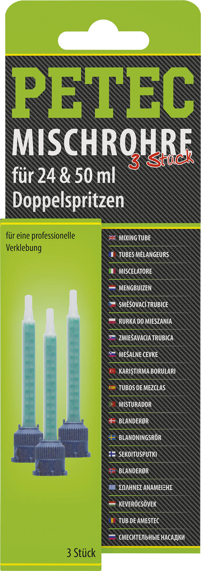 Petec statische mengbuis static mixer 24 50ml double cart. 3er sb