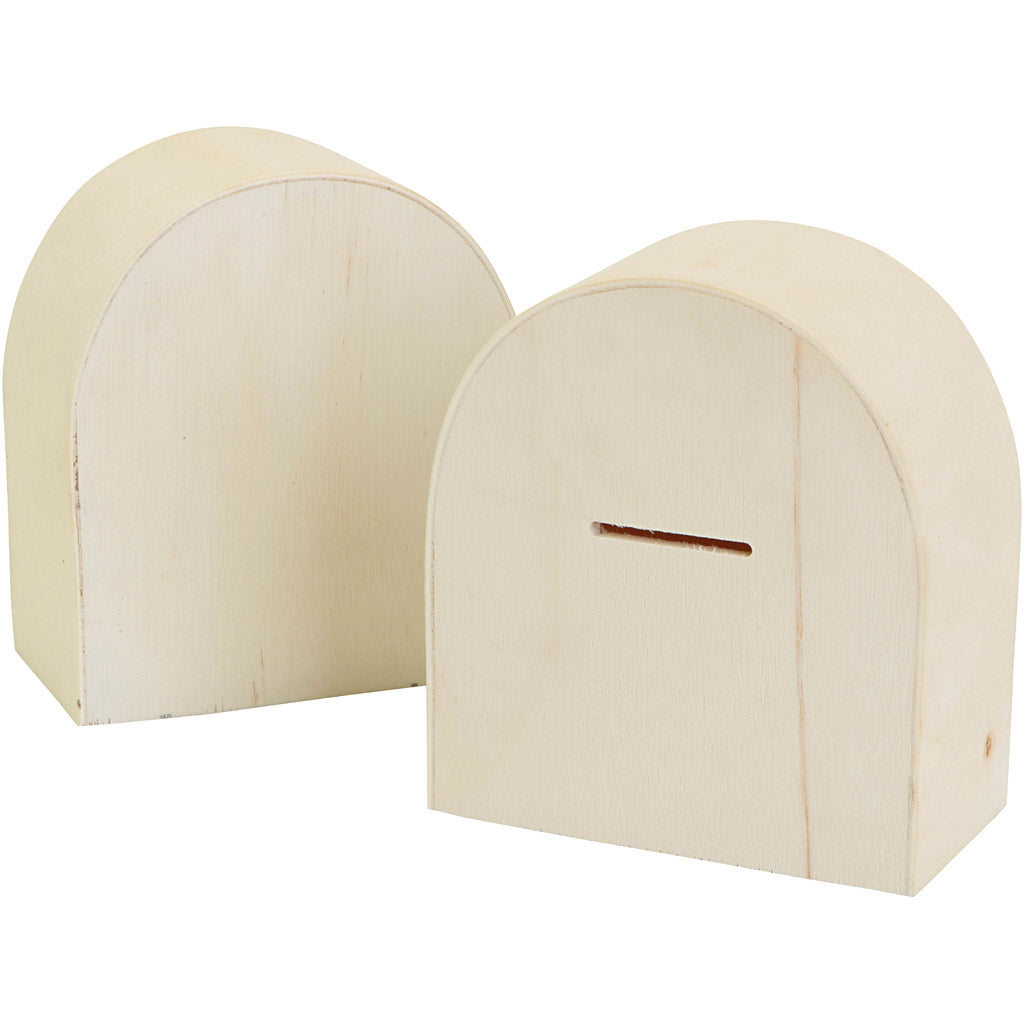 Houten spaarpot, afm 10x9 cm, 12 stuk 1 doos