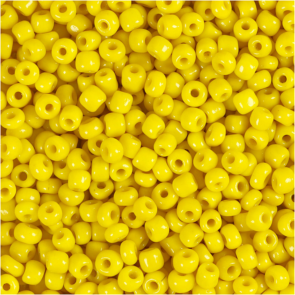 Creativ company rocailles, d 3 mm, afm 8 0, gatgrootte 0,6-1,0 mm, geel, 25 gr 1 doos
